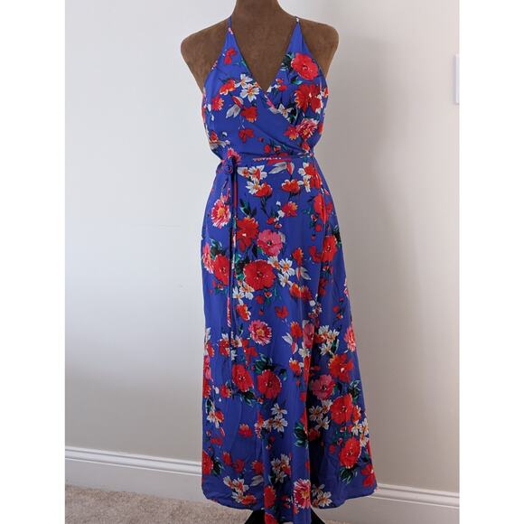 Yumi Kim Sunnyside 100% Silk Maxi Dress City Lights Floral Blue Small - Picture 2 of 8